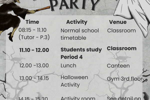 Halloween Schedule